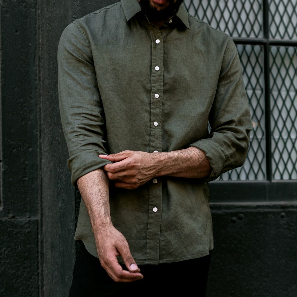 Linen Shirt | Olive - Image 8